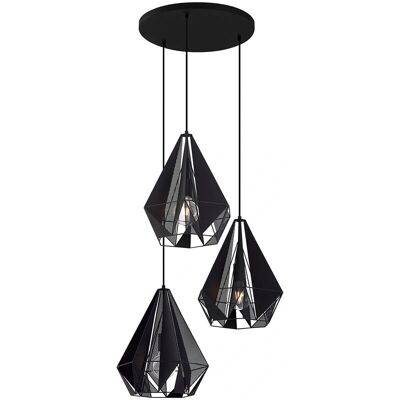 Lámpara colgante industrial negra con malla 3 luces - Carcass - Qazqa Lámpara colgante industrial negra con malla 3 luces - Carcass - Qazqa