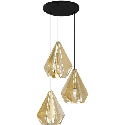 Lámpara colgante industrial dorada con malla 3 luces - Carcass Lámpara colgante industrial dorada con malla 3 luces - Carcass
