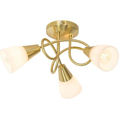 Qazqa Lampada a Soffitto Vintage Oro - 3 Luci Vetro Opalino - E14 Qazqa Lampada a Soffitto Vintage Oro - 3 Luci Vetro Opalino - E14