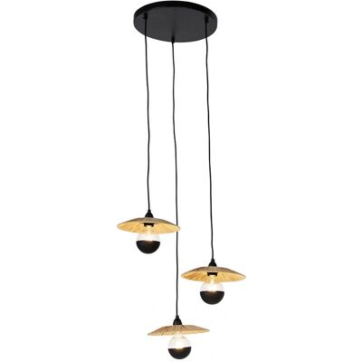 Lámpara colgante rústica Qazqa - Ajustable, 3 luces Lámpara colgante rústica Qazqa - Ajustable, 3 luces