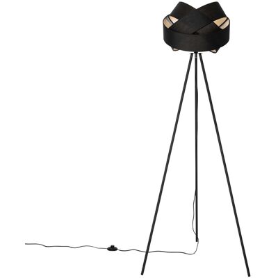 Qazqa Lámpara de pie moderna negra - Tela - E27, Max 40W - Interior Qazqa Lámpara de pie moderna negra - Tela - E27, Max 40W - Interior