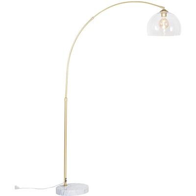 Qazqa Lampe d'arc moderne en laiton avec abat-jour en verre - Intérieur - Publicité Qazqa Lampe d'arc moderne en laiton avec abat-jour en verre - Intérieur - Publicité