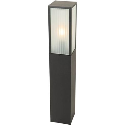QAZQA Lámpara de pie exterior negra con cristal acanalado - 80cm IP44 QAZQA Lámpara de pie exterior negra con cristal acanalado - 80cm IP44