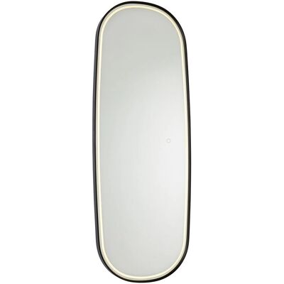Qazqa Geraldien Espejo de baño moderno negro con LED y regulador táctil Qazqa Geraldien Espejo de baño moderno negro con LED y regulador táctil