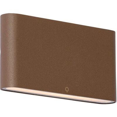 QAZQA Lámpara de pared moderna exterior Marrón Oxidado 17,5cm LED IP65 - Batt QAZQA Lámpara de pared moderna exterior Marrón Oxidado 17,5cm LED IP65 - Batt