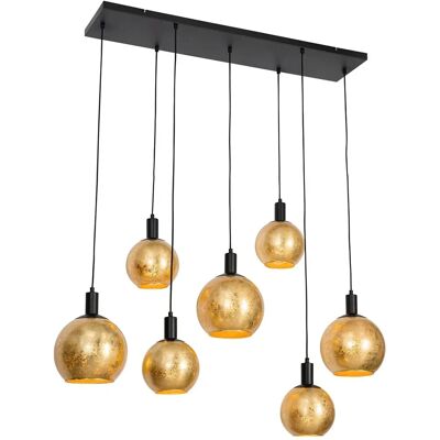 QAZQA Bert Lámpara Colgante de Vidrio Dorado 7 Luces - Iluminación QAZQA Bert Lámpara Colgante de Vidrio Dorado 7 Luces - Iluminación