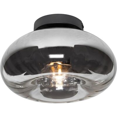 QAZQA Lámpara de techo Art Deco negra con cristal ahumado - E27 Max 25W QAZQA Lámpara de techo Art Deco negra con cristal ahumado - E27 Max 25W