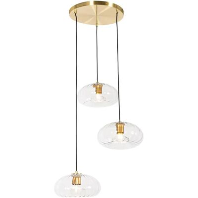 Qazqa Ayesha Lámpara colgante Art Deco - Oro, 3 luces Qazqa Ayesha Lámpara colgante Art Deco - Oro, 3 luces