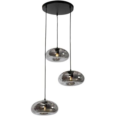 Lámpara colgante Art Déco Qazqa Vidrio Ahumado Negro 3 Luces - Ayesha Lámpara colgante Art Déco Qazqa Vidrio Ahumado Negro 3 Luces - Ayesha