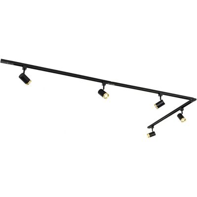 Sistema de carril negro con aro dorado - Jeana - Moderno - 5 focos Sistema de carril negro con aro dorado - Jeana - Moderno - 5 focos
