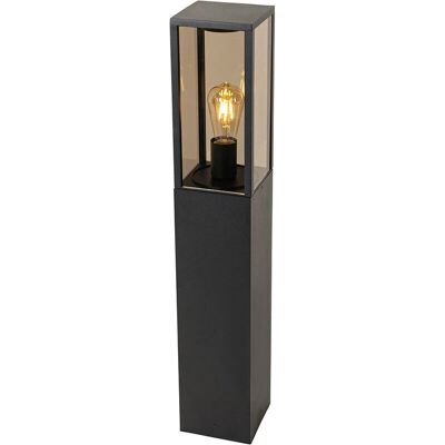 Lámpara de exterior moderna Qazqa negra con humo 80cm IP44 Lámpara de exterior moderna Qazqa negra con humo 80cm IP44