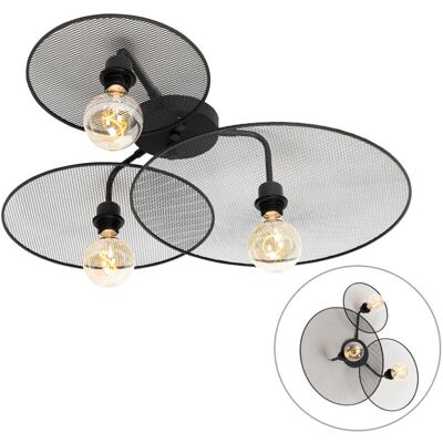 Lámpara de Pared Negra de Acero con Rejilla - Jane, 3 Luces, Regulable Lámpara de Pared Negra de Acero con Rejilla - Jane, 3 Luces, Regulable