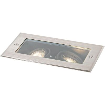 QAZQA Foco de suelo moderno acero 2 luces orientable IP65 - Oneon QAZQA Foco de suelo moderno acero 2 luces orientable IP65 - Oneon