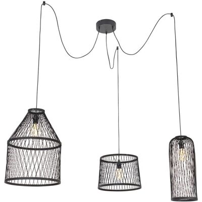 QAZQA Calamus Lámpara Colgante Exterior Negro Ratán 3 Luces QAZQA Calamus Lámpara Colgante Exterior Negro Ratán 3 Luces