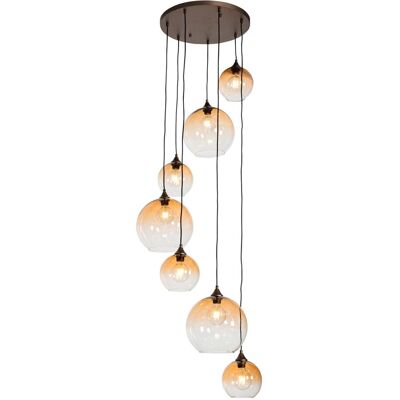 QAZQA Lámpara colgante Art Déco Ámbar Vidrio 7 Luces - Sandra QAZQA Lámpara colgante Art Déco Ámbar Vidrio 7 Luces - Sandra