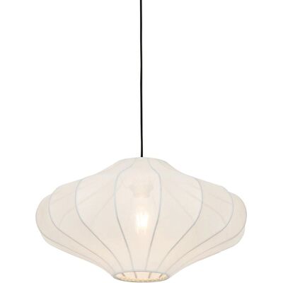 QAZQA Lámpara colgante de seda blanca - Diseño, E27, Max 10W QAZQA Lámpara colgante de seda blanca - Diseño, E27, Max 10W