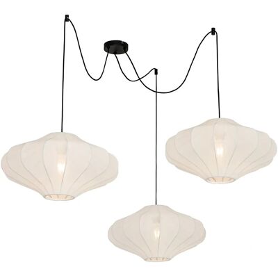Qazqa Suspension en Tissu Blanc 50cm 3 Lumières - Décoration Intérieure - Publicité Qazqa Suspension en Tissu Blanc 50cm 3 Lumières - Décoration Intérieure - Publicité