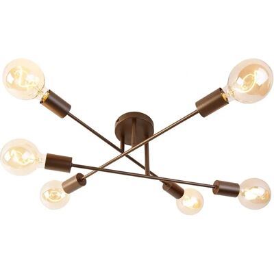 Lámpara de techo industrial Qazqa Sydney Bronce Oscuro 6 Luces - Compatible con LED Lámpara de techo industrial Qazqa Sydney Bronce Oscuro 6 Luces - Compatible con LED