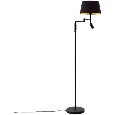 QAZQA Lámpara de pie retro/vintage negra con luz de lectura ajustable - Ladas QAZQA Lámpara de pie retro/vintage negra con luz de lectura ajustable - Ladas