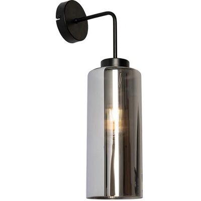 QAZQA Lámpara de Pared Art Déco Negra con Cristal Ahumado - Laura QAZQA Lámpara de Pared Art Déco Negra con Cristal Ahumado - Laura