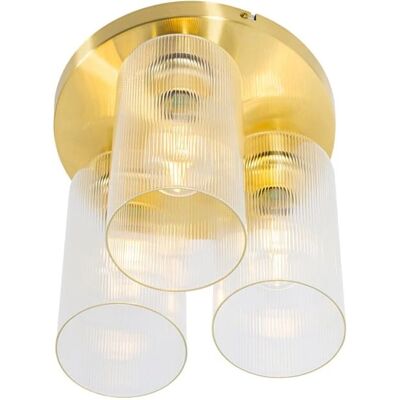 Lámpara de Techo Art Déco Qazqa - Oro, 3 Luces, Acero y Vidrio Lámpara de Techo Art Déco Qazqa - Oro, 3 Luces, Acero y Vidrio