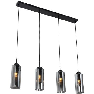 Qazqa Suspension Art Déco Verre fumé noir 4 lumières - Publicité Qazqa Suspension Art Déco Verre fumé noir 4 lumières - Publicité