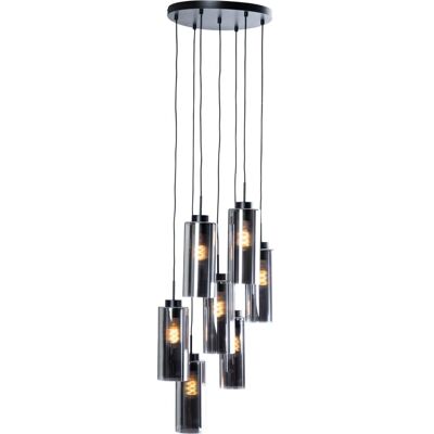 Lámpara colgante Art Déco negra Qazqa - Ajustable, E27, 7x40W Lámpara colgante Art Déco negra Qazqa - Ajustable, E27, 7x40W