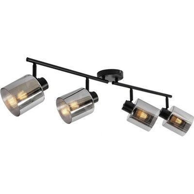 Qazqa Laura Negro Ajustable de Techo con 4 Luces - Art Déco Qazqa Laura Negro Ajustable de Techo con 4 Luces - Art Déco