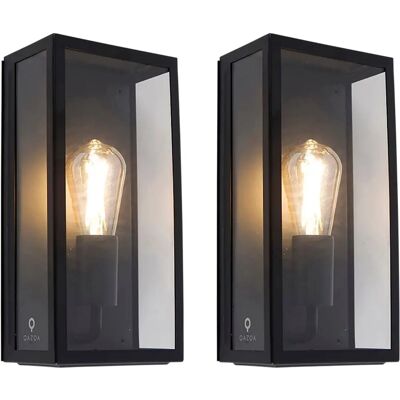 QAZQA Rotterdam Juego de 2 apliques de pared exteriores - Moderno Negro Acero Inoxidable Vidrio QAZQA Rotterdam Juego de 2 apliques de pared exteriores - Moderno Negro Acero Inoxidable Vidrio