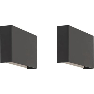 Set de 2 apliques de pared modernos - Qazqa - Negro - Rectangular de aluminio Set de 2 apliques de pared modernos - Qazqa - Negro - Rectangular de aluminio