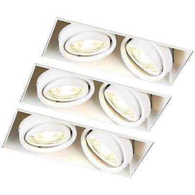 Conjunto de Spots Empotrados Blancos QAZQA - GU10 Ajustables Moderno Techo Conjunto de Spots Empotrados Blancos QAZQA - GU10 Ajustables Moderno Techo