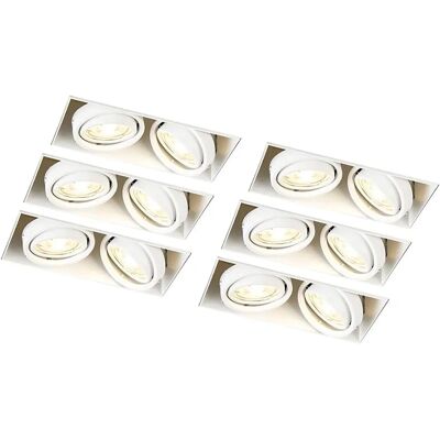 Set de 6 focos empotrables blancos QAZQA - Ajustables GU10 Set de 6 focos empotrables blancos QAZQA - Ajustables GU10