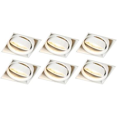 Qazqa Conjunto de 6 focos blancos sin bordes - Iluminación de techo Qazqa Conjunto de 6 focos blancos sin bordes - Iluminación de techo