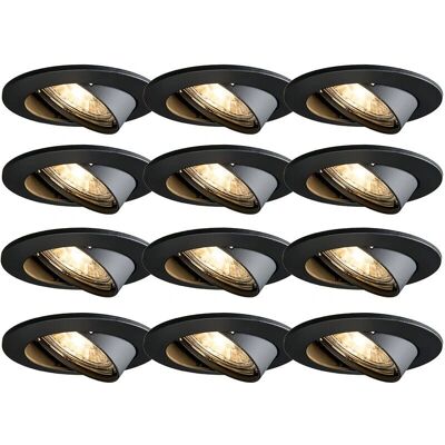 Kit de 12 focos empotrables ajustables negros modernos de Qazqa - Interior Kit de 12 focos empotrables ajustables negros modernos de Qazqa - Interior
