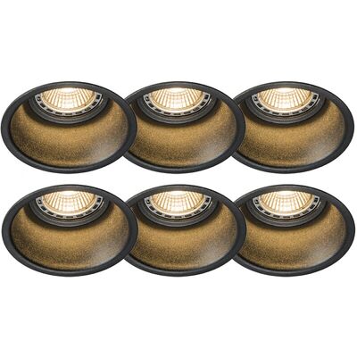 Set de 6 focos empotrados negros en aluminio - Qazqa Set de 6 focos empotrados negros en aluminio - Qazqa