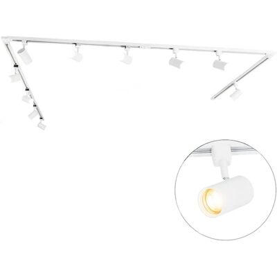 Qazqa Modernes Schienensystem - 10 LED-Spots, Weiß, Verstellbar Qazqa Modernes Schienensystem - 10 LED-Spots, Weiß, Verstellbar