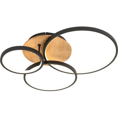 QAZQA Lámpara de Techo Moderna Alec - LED Ajustable en 3 Pasos - Acero/Aluminio/Madera QAZQA Lámpara de Techo Moderna Alec - LED Ajustable en 3 Pasos - Acero/Aluminio/Madera