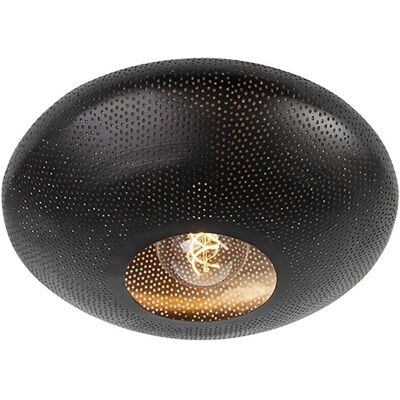 Qazqa Lámpara de Techo Inteligente Negra con Dorado 40cm WiFi G95 - Radiance Qazqa Lámpara de Techo Inteligente Negra con Dorado 40cm WiFi G95 - Radiance