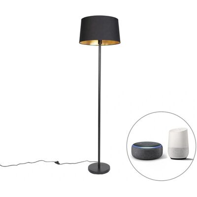Qazqa Lámpara de pie moderna con Wi-Fi - Negra, 45cm Qazqa Lámpara de pie moderna con Wi-Fi - Negra, 45cm