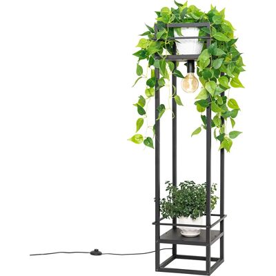 Qazqa Lámpara de pie industrial inteligente negra WiFi - Estilo industrial - 130cm Qazqa Lámpara de pie industrial inteligente negra WiFi - Estilo industrial - 130cm