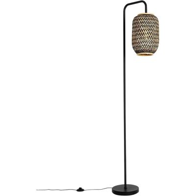 Lámpara de pie negra en bambú - Yvonne - E27 - 170cm Lámpara de pie negra en bambú - Yvonne - E27 - 170cm