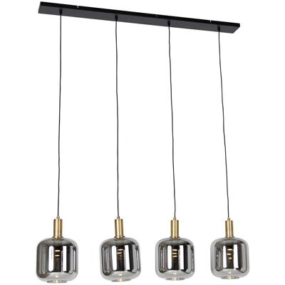 QAZQA Lámpara colgante Zuzanna negra con cristal dorado y ahumado - 4x3.5W QAZQA Lámpara colgante Zuzanna negra con cristal dorado y ahumado - 4x3.5W