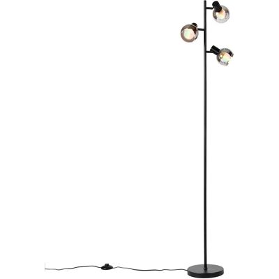 Lámpara de pie inteligente Art Déco negra con cristal ahumado - 3 WiFi P45 Lámpara de pie inteligente Art Déco negra con cristal ahumado - 3 WiFi P45