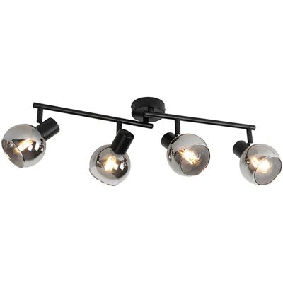 Lámpara de techo Art Déco negra con cristal ahumado - WiFi P45 Lámpara de techo Art Déco negra con cristal ahumado - WiFi P45