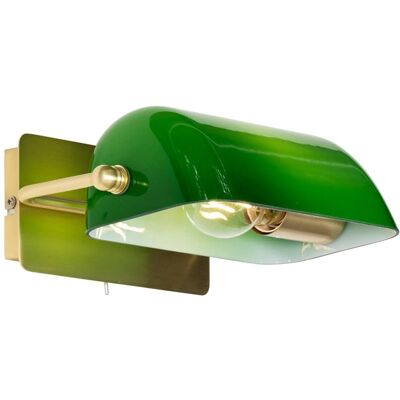 QAZQA Lámpara de Pared Notario Clásico de Latón con Cristal Verde - Decoración Interior QAZQA Lámpara de Pared Notario Clásico de Latón con Cristal Verde - Decoración Interior