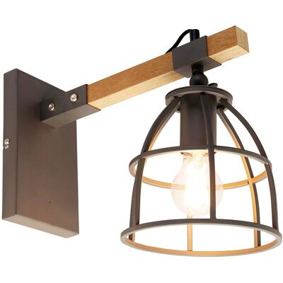 Qazqa Arthur Lámpara de Pared Ajustable en Madera Gris Oscuro con WiFi - Industrial Qazqa Arthur Lámpara de Pared Ajustable en Madera Gris Oscuro con WiFi - Industrial