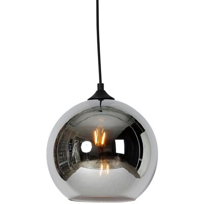 Lámpara colgante Art Déco negra con cristal ahumado - Wallis Lámpara colgante Art Déco negra con cristal ahumado - Wallis