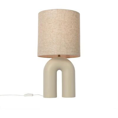 Lámpara de mesa escandinava beige de Qazqa - Pantalla de lino - 40W máx. Lámpara de mesa escandinava beige de Qazqa - Pantalla de lino - 40W máx.