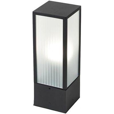 Qazqa Lámpara exterior inteligente negra con cristal acanalado 40cm WiFi - Charlois Qazqa Lámpara exterior inteligente negra con cristal acanalado 40cm WiFi - Charlois