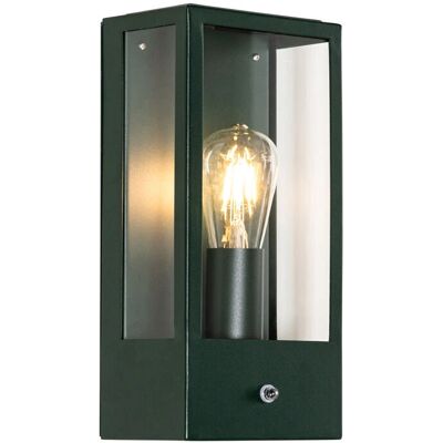 QAZQA Lámpara de pared exterior verde oscuro con sensor - Rotterdam - IP44 - Apto para LED QAZQA Lámpara de pared exterior verde oscuro con sensor - Rotterdam - IP44 - Apto para LED